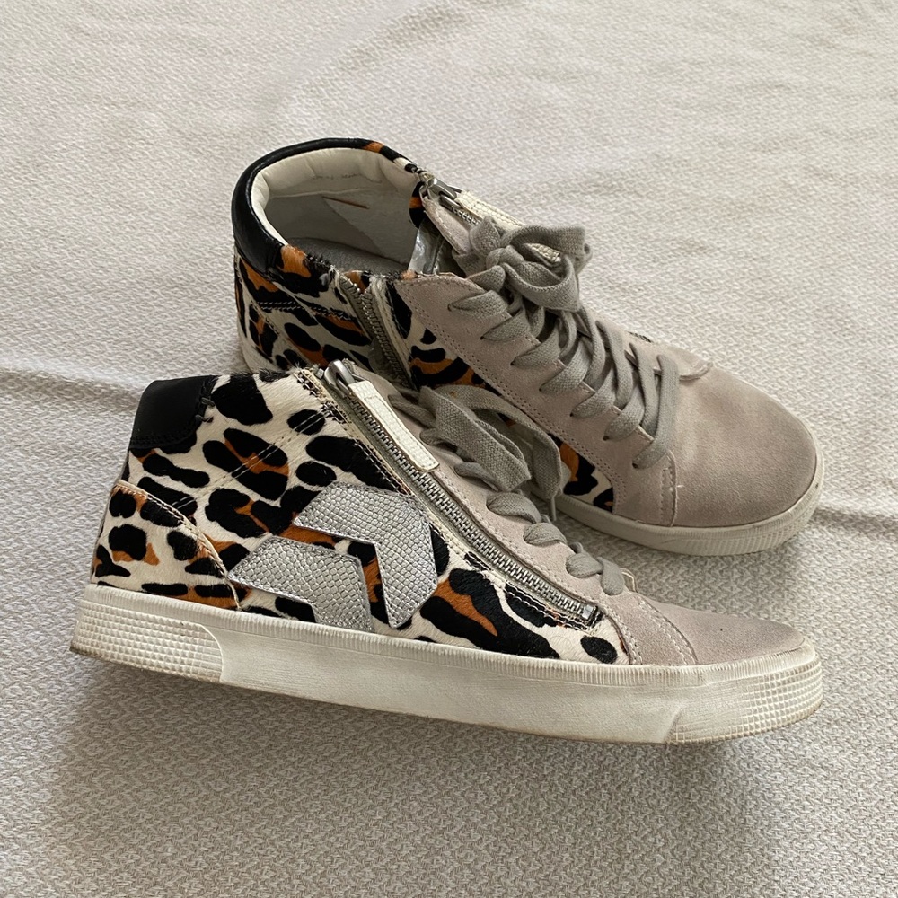 Dolce Vita Zonya Leopard Calf Hair Mid Top Sneakers